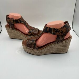 🐍 Franco Sarto Snake Print Espadrille Wedge Sandals – Size 10M 🐍